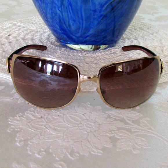 SUNGLASSES, ELEMENT 8, BROWN w GOLD METAL EDGES, UV 400 WOMEN, UNISEX w NOSEPADS - Picture 4 of 10